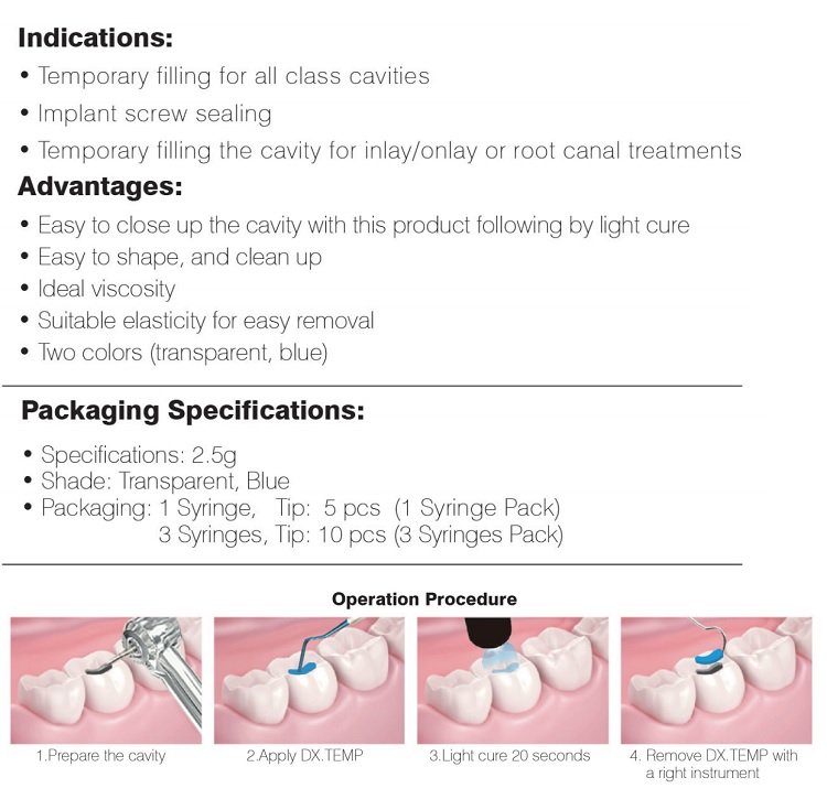 light curable composite temp